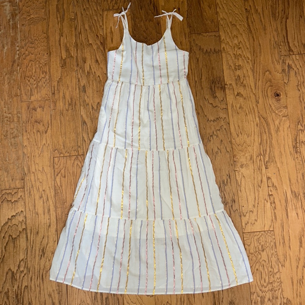 Cream striped maxi dress size 14